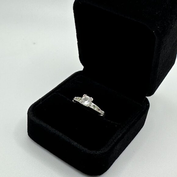 Sterling Silver Art Deco Vintage Paste Engagement Ring - Picture 8 of 9